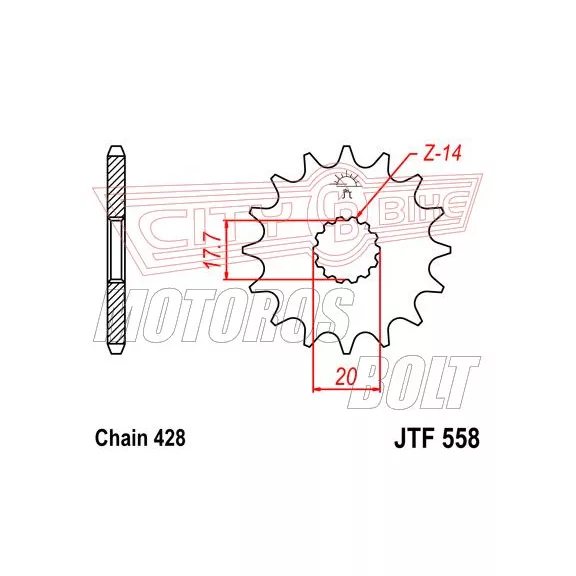 Lánckerék első JT 558-14 Lánckerék első JT 558-14