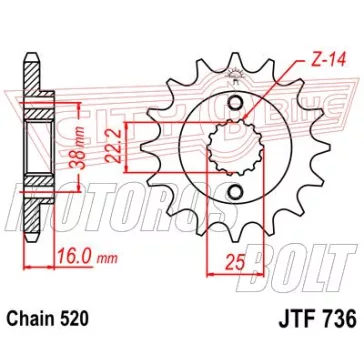Lánckerék első JT 736-14