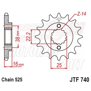 Lánckerék első JT 740-15RB
