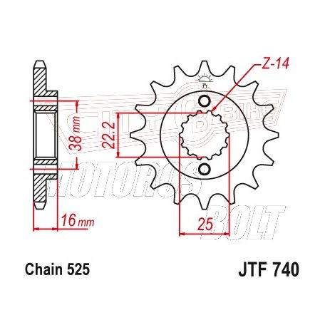 Lánckerék első JT 740-15RB