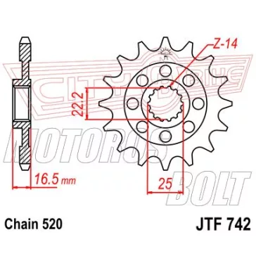 Lánckerék első JT 742