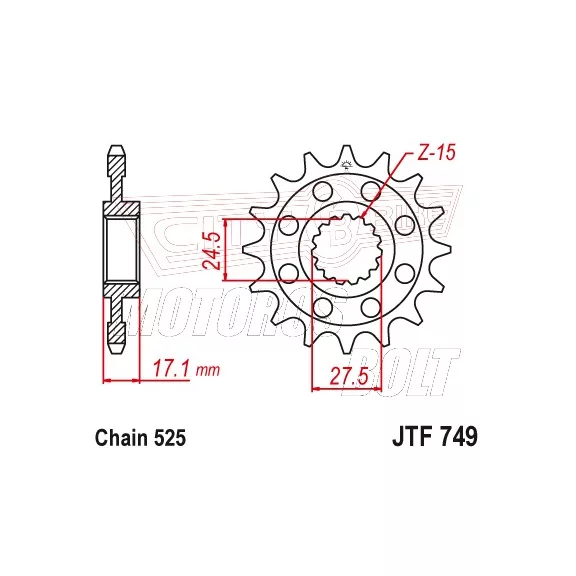 Lánckerék első JT 749 Lánckerék első JT 749