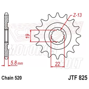 Lánckerék első JT 825