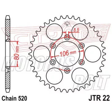 Lánckerék hátsó JT 022