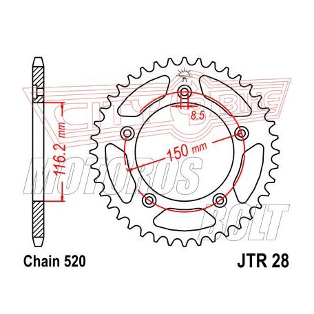 Lánckerék hátsó JT 028-43