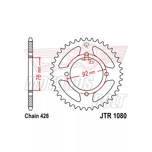 Lánckerék hátsó JT 1080 Lánckerék hátsó JT 1080