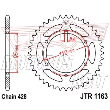 Lánckerék hátsó JT 1163