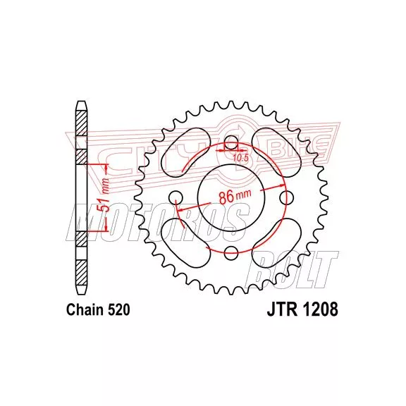 Lánckerék hátsó JT 1208 Lánckerék hátsó JT 1208