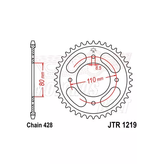 Lánckerék hátsó JT 1219 Lánckerék hátsó JT 1219