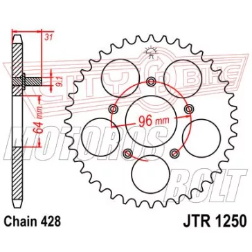 Lánckerék hátsó JT 1250
