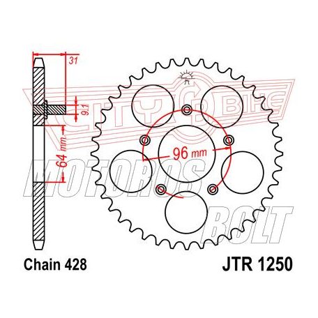 Lánckerék hátsó JT 1250