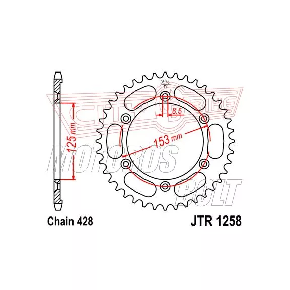 Lánckerék hátsó JT 1258 Lánckerék hátsó JT 1258