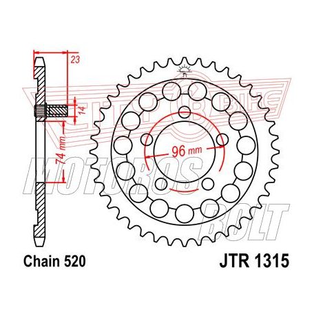 Lánckerék hátsó JT 1315