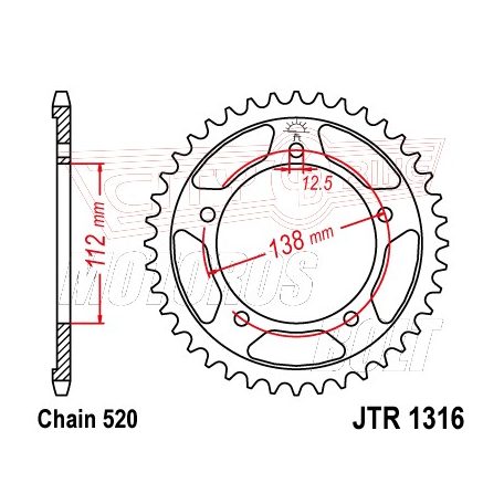 Lánckerék hátsó JT 1316-43