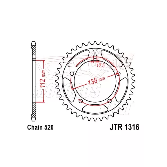 Lánckerék hátsó JT 1316 Lánckerék hátsó JT 1316