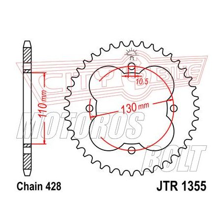 Lánckerék hátsó JT 1355