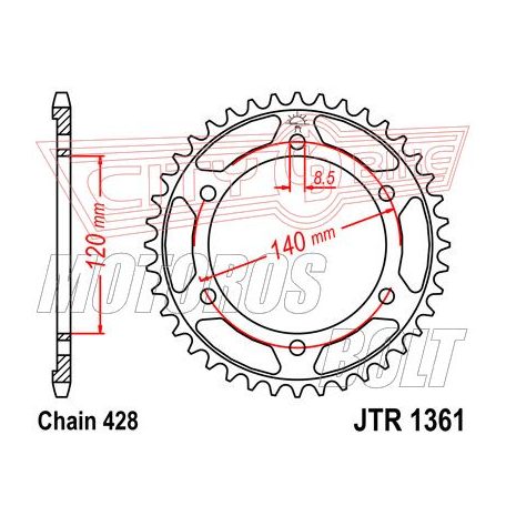 Lánckerék hátsó JT 1361