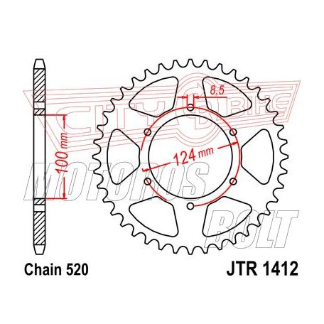 Lánckerék hátsó JT 1412