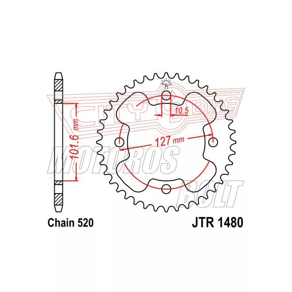 Lánckerék hátsó JT 1480 Lánckerék hátsó JT 1480