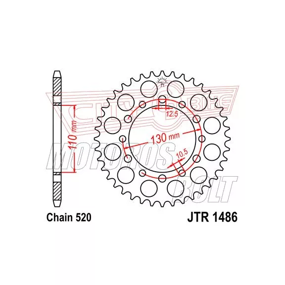 Lánckerék hátsó JT 1486 Lánckerék hátsó JT 1486