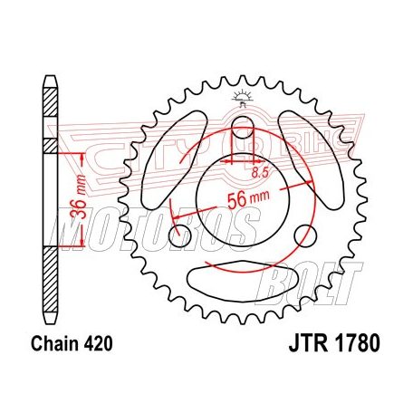 Lánckerék hátsó JT 1780