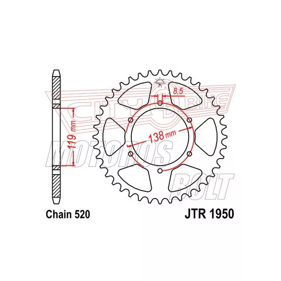 Lánckerék hátsó JT 1950 Lánckerék hátsó JT 1950