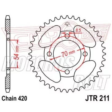 Lánckerék hátsó JT 211