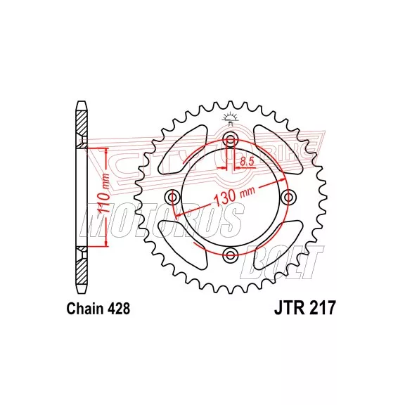 Lánckerék hátsó JT 217-52 Lánckerék hátsó JT 217-52
