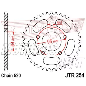 Lánckerék hátsó JT 254
