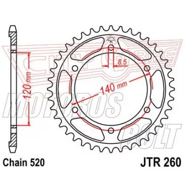 Lánckerék hátsó JT 260
