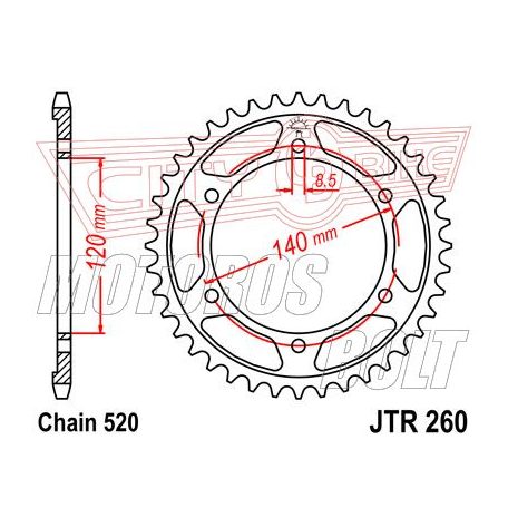 Lánckerék hátsó JT 260