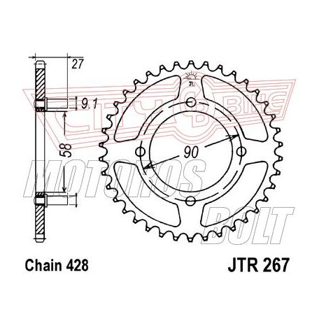 Lánckerék hátsó JT 267