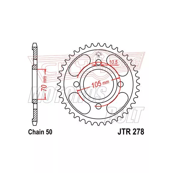 Lánckerék hátsó JT 278 Lánckerék hátsó JT 278