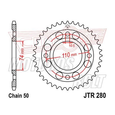 Lánckerék hátsó JT 280