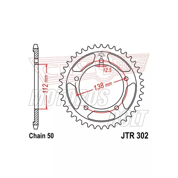Lánckerék hátsó JT 302 Lánckerék hátsó JT 302
