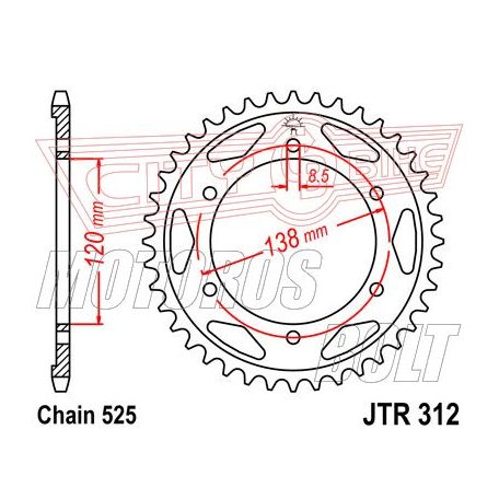 Lánckerék hátsó JT 312