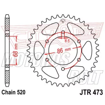 Lánckerék hátsó JT 473