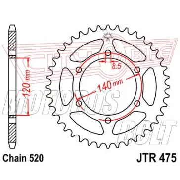 Lánckerék hátsó JT 475