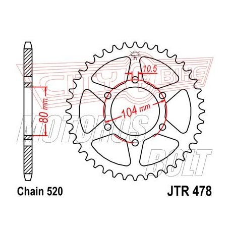 Lánckerék hátsó JT 478-43