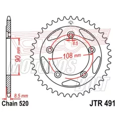 Lánckerék hátsó JT 491