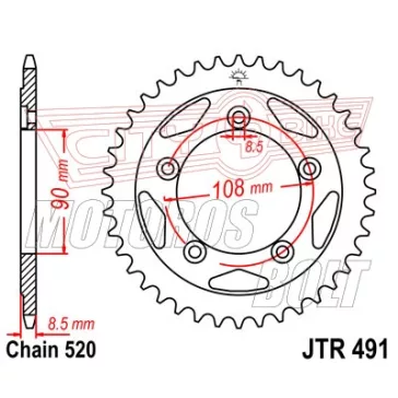 Lánckerék hátsó JT 491