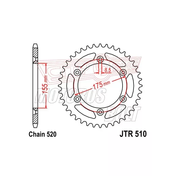 Lánckerék hátsó JT 510 Lánckerék hátsó JT 510