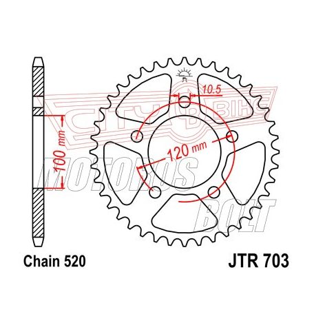 Lánckerék hátsó JT 703-44