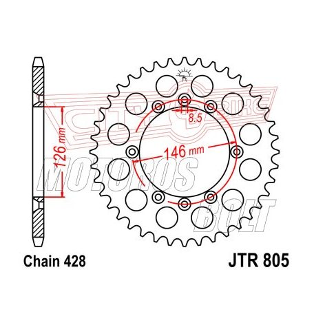 Lánckerék hátsó JT 805