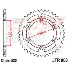 Lánckerék hátsó JT 808-44