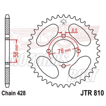 Lánckerék hátsó JT 810