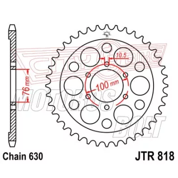 Lánckerék hátsó JT 818