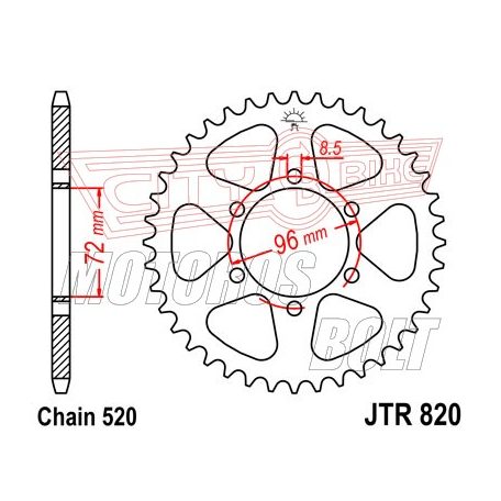 Lánckerék hátsó JT 820