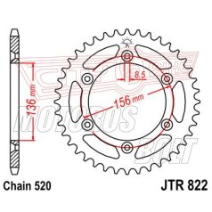 Lánckerék hátsó JT 822-50