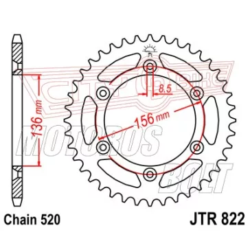 Lánckerék hátsó JT 822